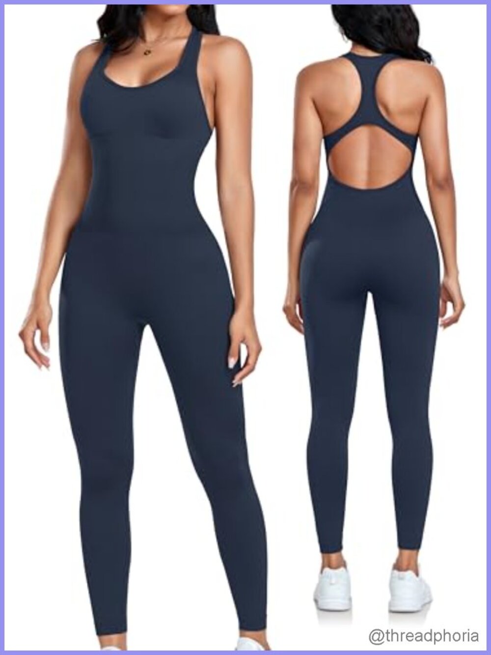 Seamless Yoga Jumpsuit Bodysuit Racerback Tummy Control Padded Bra